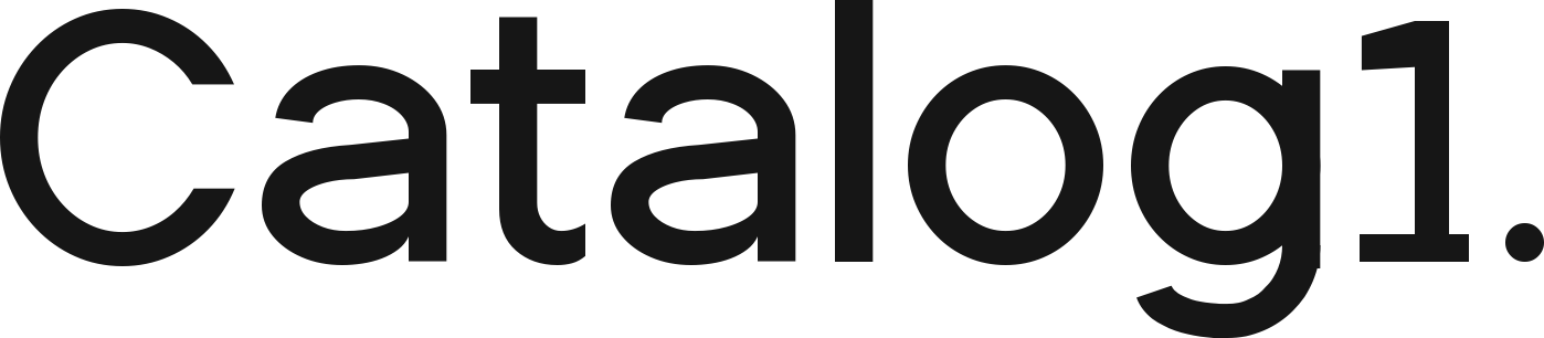 Catalog1 wordmark set in Aarau